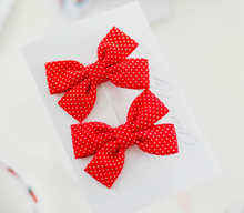 Load image into Gallery viewer, Olivia Pigtail Set - Red & White Polka Dot