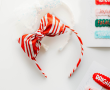 Load image into Gallery viewer, Sandy Headband - Red Christmas Stripes