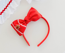 Load image into Gallery viewer, Sandy Headband - Gingerbread Polka Dot Red