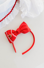 Load image into Gallery viewer, Sandy Headband - Gingerbread Polka Dot Red