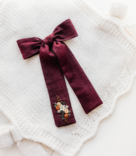 Load image into Gallery viewer, Coco Hair bow - Fall Wine Embroidery