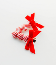 Load image into Gallery viewer, Heart Clip Gingham Red
