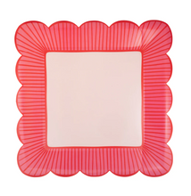 Load image into Gallery viewer, Striped Edge Scalloped Square Plate