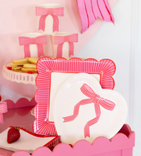 Load image into Gallery viewer, Striped Edge Scalloped Square Plate