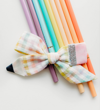 Load image into Gallery viewer, School Girl Bow - Pencil Gingham Rainbow