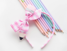 Load image into Gallery viewer, Tia Headband - pink gingham pencil