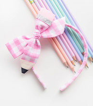Load image into Gallery viewer, Tia Headband - pink gingham pencil