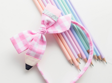 Load image into Gallery viewer, Tia Headband - pink gingham pencil