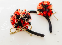 Load image into Gallery viewer, Game Day Sparkle Poms HEADBAND - Niner Girl Pom