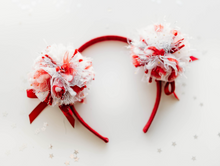 Load image into Gallery viewer, Game Day Sparkle Poms HEADBAND - Scarlet Spirit Pom