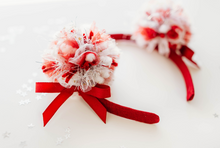 Load image into Gallery viewer, Game Day Sparkle Poms HEADBAND - Scarlet Spirit Pom