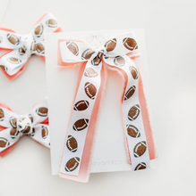 Load image into Gallery viewer, Bertie Hair Bow - Football Vintage Pink