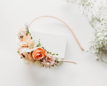 Load image into Gallery viewer, Leah Floral Headband - Peach Dreams