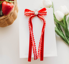 Load image into Gallery viewer, Winnie Bow - Berry Gingham Red