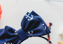 Load image into Gallery viewer, Opal Headband - White and Blue Anchors