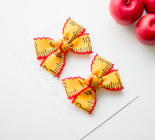 Load image into Gallery viewer, Ruler Red Stitch Pigtail set of bows