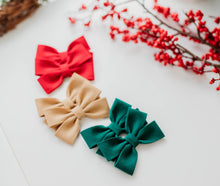 Load image into Gallery viewer, Hunter Green Pigtail set of bows - Olivia PREORDER