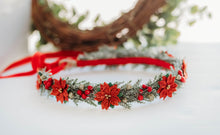 Load image into Gallery viewer, Poinsettia Christmas Crown - RED