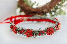 Load image into Gallery viewer, Poinsettia Christmas Crown - RED