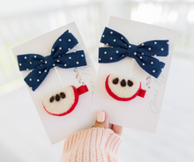 Load image into Gallery viewer, Isla Extra Large Polka Dot Bow and Apple Felt Clip SET