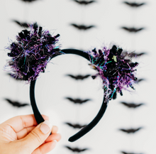Load image into Gallery viewer, Wicked Pom Poms Headband - Purple Halloween