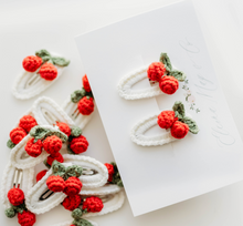 Load image into Gallery viewer, Cherry Crochet Red Pigtail set Clip
