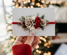 Load image into Gallery viewer, Cosette Floral Nylon Headband - Christmas Red and Beige
