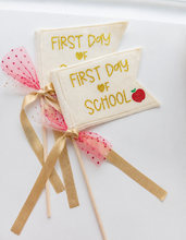 Load image into Gallery viewer, Pennant Flag - First Day of School Ivory
