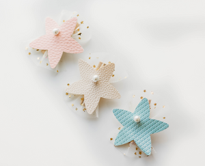 Starfish Faux Leather Clip SET - Sand