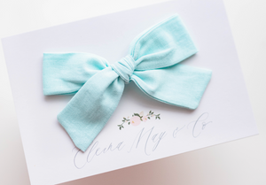 School Girl Hair bow - Blue Mint