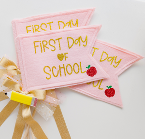 Pennant Flag - First Day of School Pink