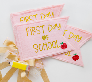 Pennant Flag - First Day of School Pink
