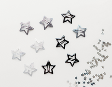Load image into Gallery viewer, Glitter Stars Snap Clip Set - Black - Silver - Granite
