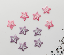 Load image into Gallery viewer, Glitter Stars Snap Clip Set - Purple - Pink
