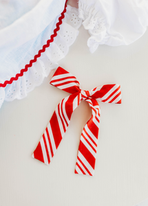 Coco Hair bow - Red Christmas Stripes