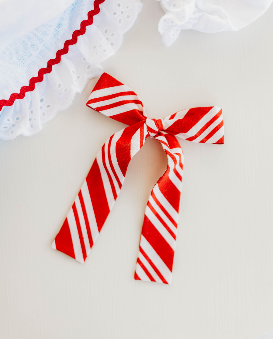 Coco Hair bow - Red Christmas Stripes