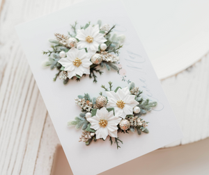 White Poinsettia - Clip Set