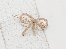 Load image into Gallery viewer, Rhinestone Bow Clip - Gold
