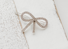 Load image into Gallery viewer, Rhinestone Bow Clip - Silver
