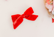 Load image into Gallery viewer, Andrea Girl Hair bow - Red Silk Velvet
