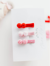 Load image into Gallery viewer, Little Pom Pom Hair Clip Set - Valentine
