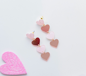 Four Hearts Pink- Earrings
