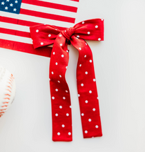 Load image into Gallery viewer, Coco Hair bow - Red Polka Dot Patriotic
