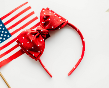 Load image into Gallery viewer, Sandy Headband -  Red Polka Dots Patriotic
