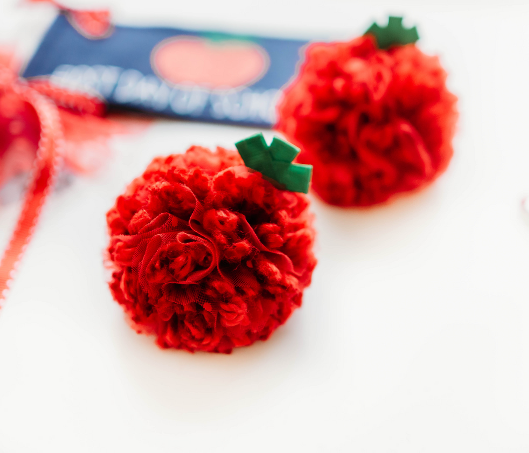 Pom Pom Hair Clip SET - Apple