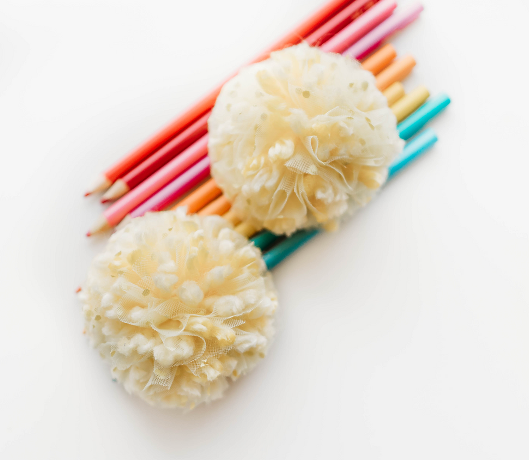 Pom Pom Hair Clip SET - Yellow