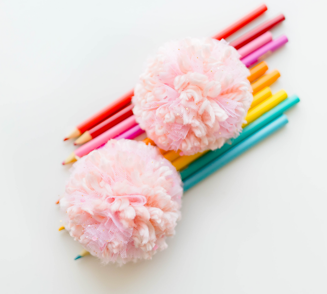Pom Pom Hair Clip SET - Pink