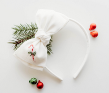 Load image into Gallery viewer, Sandy Headband - Candy Cane Embroidery- PREORDER
