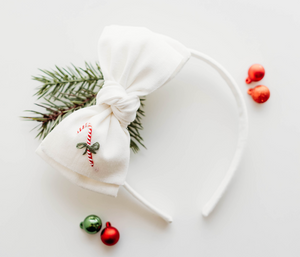 Sandy Headband - Candy Cane Embroidery- PREORDER