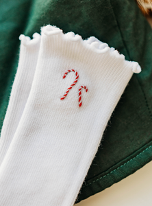 Cami Embroidery Sock - Candy Cane